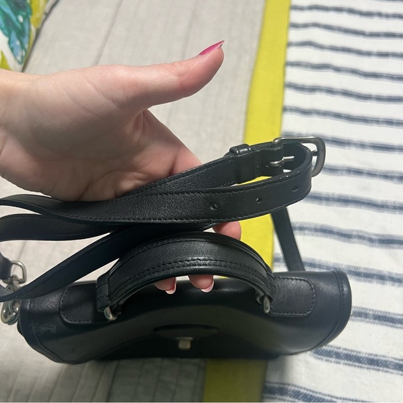 Vintage‎ COACH 100% Leather Satchel Purse Handbag Crossbody bag tote black - Picture 12 of 16